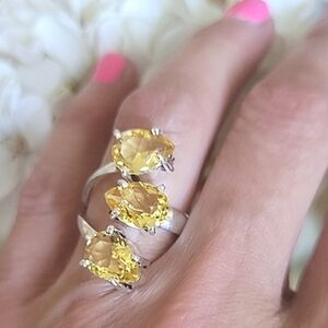 💛Citrine Gemstone Wrap Ring Sterling Silver